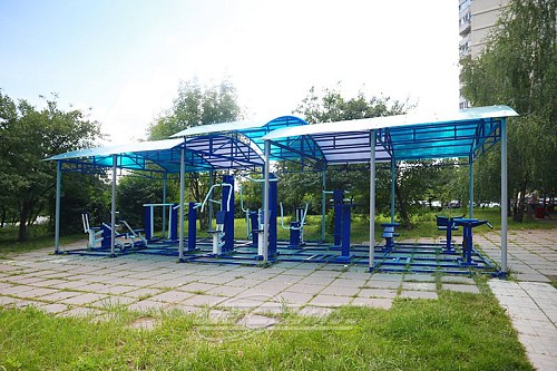 Тренажерная беседка ТРК-1.3 из 14 тренажеров на раме.  �3